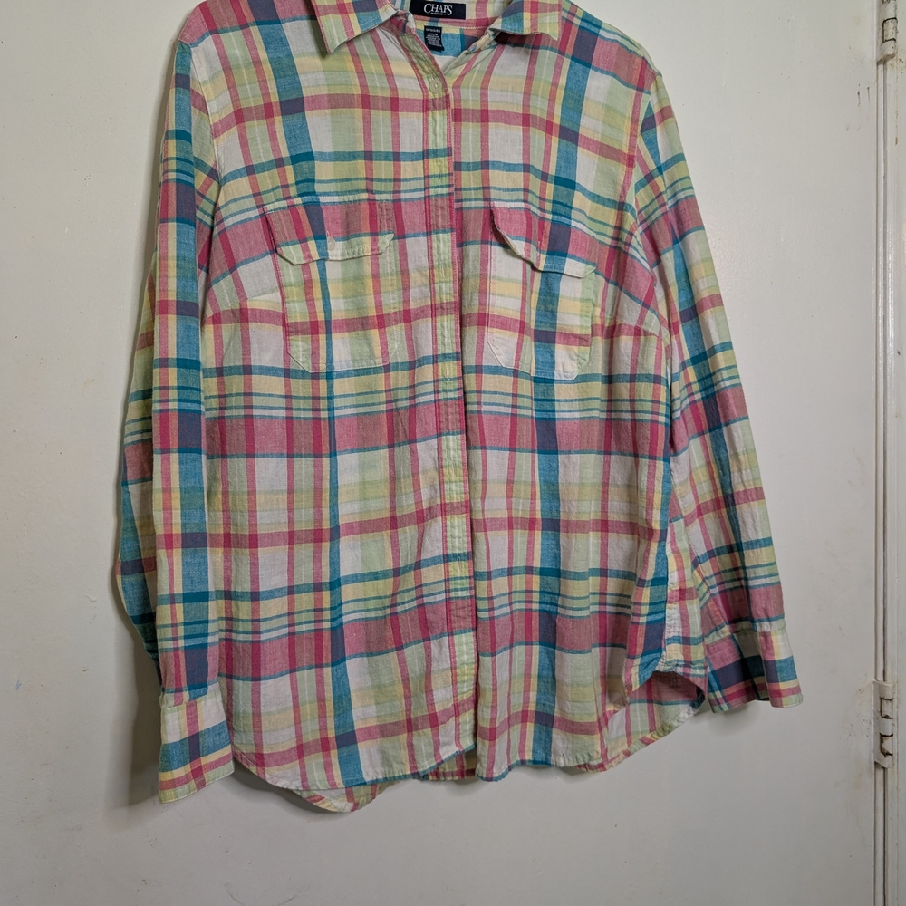 Chaps Multicolor Plaid Button Down Shirt